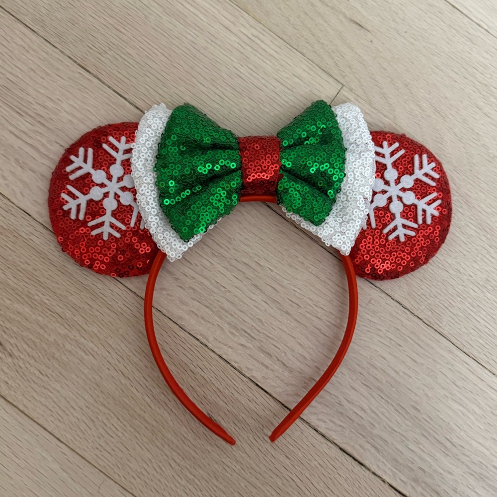 Disney Red & Green Sequin Snowflake Ears